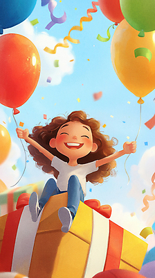JPG 여자 행복 어린이 일러스트 한명 소녀 선물상자 컬러풀 파티 기쁨 생일 생일축하 풍선 생일선물 소녀한명만 국내일러스트 AI일러스트 AI콘텐츠 1 기념일 감정 컬러 선물 사람 이벤트 상자 축하 여자한명만 소녀만 파일형식