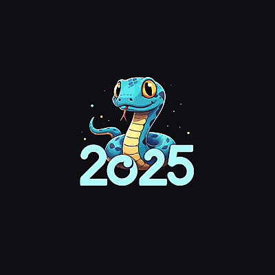 캐릭터 일러스트 새해 사람없음 파란색 숫자 귀여움 검은색 뱀띠 뱀 2025년 을사년 국내일러스트 일러캐릭터 푸른뱀 푸른뱀캐릭터 AI파일 문자 컬러 컨셉 파충류 십이지신 연도 뱀캐릭터 파일형식 벡터