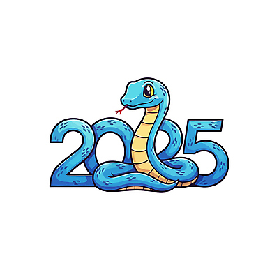 캐릭터 일러스트 새해 사람없음 파란색 숫자 귀여움 뱀띠 뱀 2025년 을사년 국내일러스트 일러캐릭터 푸른뱀 푸른뱀캐릭터 AI파일 문자 컬러 컨셉 파충류 십이지신 연도 뱀캐릭터 파일형식 벡터