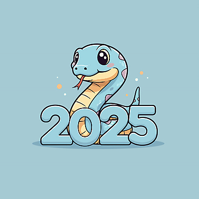 일러스트 새해 사람없음 파란색 숫자 귀여움 뱀띠 뱀 2025년 을사년 국내일러스트 푸른뱀 푸른뱀캐릭터 AI파일 문자 컬러 컨셉 파충류 십이지신 연도 뱀캐릭터 파일형식 벡터