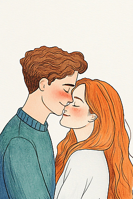 PSD 커플 여자 남자 일러스트 색연필 수채화 키스 사랑 상반신 성인 두명 눈감음 성인만 국내일러스트 감정 관계 모션 학용품 사람 애정표현 파일형식