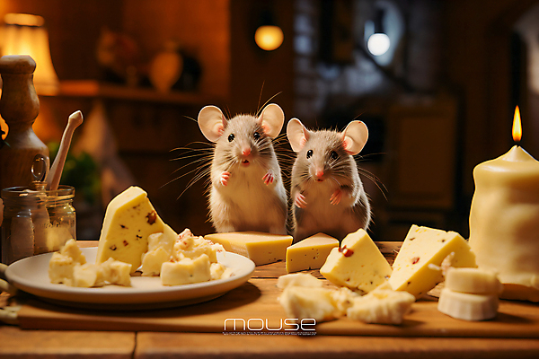 PSD 편집이미지 접시 촛불 치즈 사람없음 주방 쥐 나무탁자 흰쥐 이미지편집 편집실사 식기 초 탁자 유제품 설치류 CG 파일형식