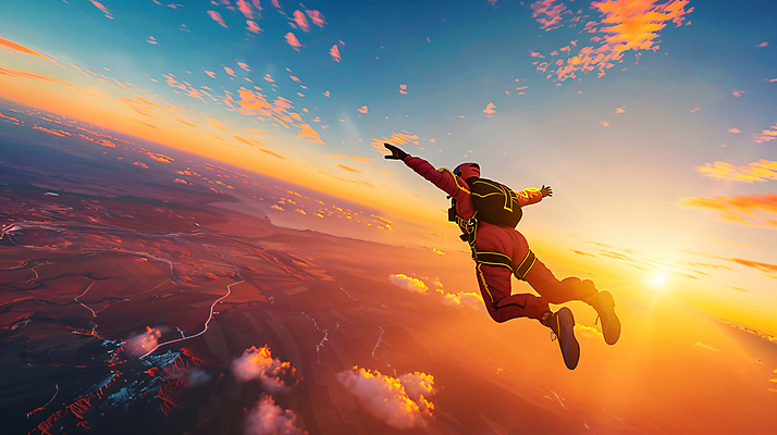 JPG 편집이미지 하늘 팔벌리기 한명 성인 공중 뒷모습 일몰 비행 떨어짐 패러글라이딩 의료성형뷰티 성인한명만 편집실사 AI인물포토 AI콘텐츠 1 스포츠 뷰포인트 컨셉 모션 사람 노을 CG 성인만 파일형식 AI포토