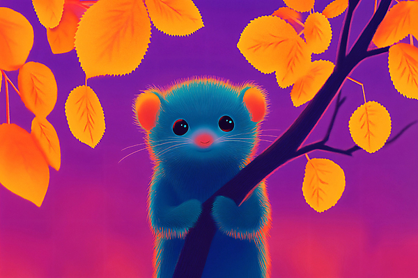 JPG 편집이미지 상상 자연 나뭇잎 사람없음 나뭇가지 잡기 쥐 숲 디지털합성 색감 편집실사 AI컴퓨터그래픽 AI콘텐츠 나무 잎 모션 설치류 CG 생태계 파일형식