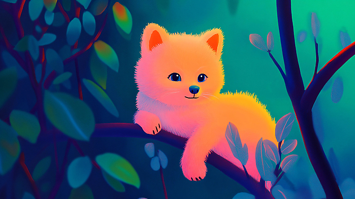 JPG 편집이미지 상상 자연 나뭇잎 사람없음 나뭇가지 숲 디지털합성 여우 색감 편집실사 AI컴퓨터그래픽 AI콘텐츠 나무 잎 포유류 CG 생태계 파일형식