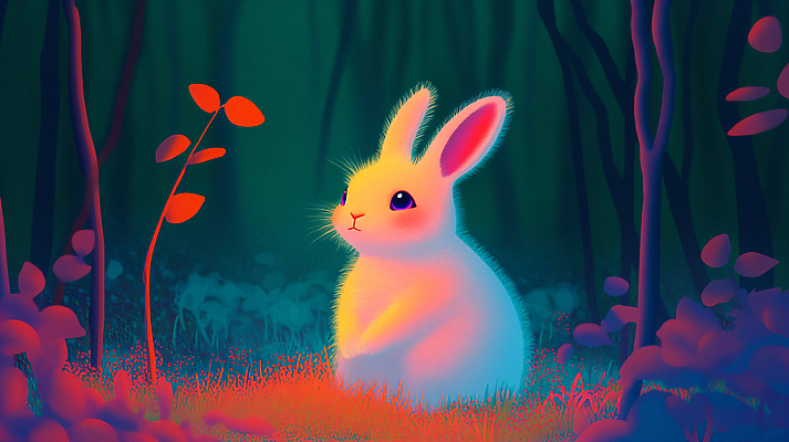 JPG 나무 편집이미지 상상 자연 잔디 사람없음 토끼 풀 숲 디지털합성 색감 편집실사 AI컴퓨터그래픽 AI콘텐츠 식물 포유류 반려동물 CG 생태계 파일형식