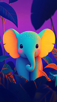 JPG 편집이미지 잎 상상 자연 코끼리 사람없음 숲 디지털합성 색감 편집실사 AI컴퓨터그래픽 AI콘텐츠 식물 포유류 CG 생태계 파일형식