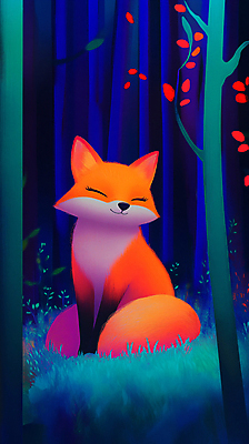 JPG 나무 편집이미지 상상 자연 잔디 사람없음 숲 디지털합성 여우 색감 편집실사 AI컴퓨터그래픽 AI콘텐츠 식물 포유류 CG 생태계 파일형식