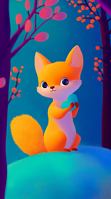 JPG 나무 편집이미지 상상 자연 사람없음 숲 언덕 디지털합성 여우 색감 편집실사 AI컴퓨터그래픽 AI콘텐츠 식물 포유류 CG 생태계 파일형식