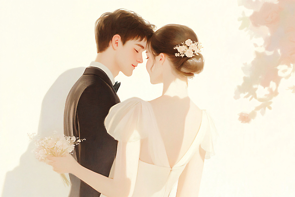 JPG 편집이미지 부부 드레스 여자 남자 부케 웨딩드레스 결혼 결혼식 사랑 들기 턱시도 상반신 성인 두명 옆모습 눈감음 이마맞대기 성인만 편집실사 커플 옷 감정 뷰포인트 꽃다발 모션 사람 정장 이벤트 CG 얼굴맞대기 파일형식