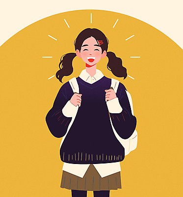학생 여자 교육 행복 교복 일러스트 학교 청소년 책가방 한명 웃음 상반신 노란색 등교 하교 학원 십대여자한명만 국내일러스트 AI파일 1 옷 감정 컬러 가방 표정 사람 등하교 여자한명만 십대여자만 파일형식 벡터