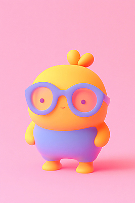 JPG 편집이미지 안경 분홍색 3D캐릭터 사람없음 3D 귀여움 병아리캐릭터 편집3D AI컴퓨터그래픽 AI콘텐츠 캐릭터 잡화 컬러 동물캐릭터 컨셉 병아리 디지털합성 파일형식