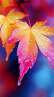 JPG 편집이미지 단풍 낙엽 자연 사람없음 가을 물방울 이슬 빗방울 디지털합성 편집실사 AI포토 AI콘텐츠 계절 잎 비_날씨 CG 생태계 파일형식