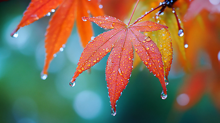 JPG 편집이미지 단풍 낙엽 자연 사람없음 가을 물방울 이슬 빗방울 디지털합성 편집실사 AI포토 AI콘텐츠 계절 잎 비_날씨 CG 생태계 파일형식