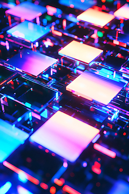 JPG 편집이미지 미래 사람없음 빛 디지털 사각형 사이버 네온 노이즈 편집실사 AI컴퓨터그래픽 AI콘텐츠 도형 컨셉 CG 파일형식