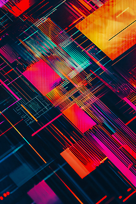 JPG 편집이미지 선 미래 사람없음 디지털 사각형 사이버 네온 노이즈 편집실사 AI컴퓨터그래픽 AI콘텐츠 도형 컨셉 CG 파일형식