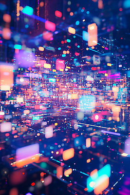 JPG 편집이미지 미래 사람없음 빛 디지털 사각형 사이버 네온 노이즈 편집실사 AI컴퓨터그래픽 AI콘텐츠 도형 컨셉 CG 파일형식