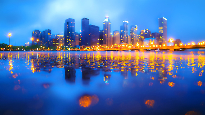 JPG 편집이미지 야경 하늘 빌딩 사람없음 빛 강 반사 수면 빌딩숲 편집실사 AI포토 AI콘텐츠 건물 물 야간 CG 파일형식 풍경_경치