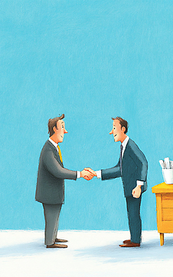 JPG 전신 남자 종이 하늘색 일러스트 색연필 악수 정장 성인 두명 물감 서랍장 성인남자만 국내일러스트 AI일러스트 AI콘텐츠 옷 가구 학용품 사람 손짓 파란색 미술도구 남자만 성인만 파일형식