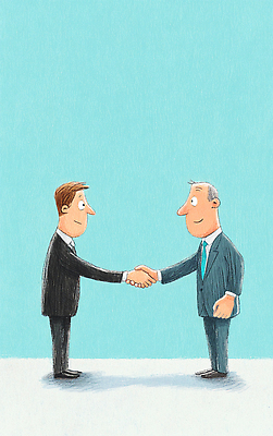 JPG 전신 무료이미지 할아버지 노년 남자 하늘색 일러스트 색연필 악수 그림자 정장 성인 두명 물감 남자만 국내일러스트 AI일러스트 AI콘텐츠 옷 학용품 사람 손짓 파란색 미술도구 파일형식