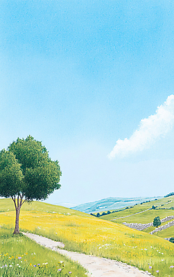 JPG 나무 구름 길 일러스트 자연 하늘 수채화 풍경 초원 사람없음 맑음 가을 국내일러스트 AI일러스트 AI콘텐츠 자연요소 식물 계절 날씨 생태계 파일형식