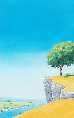 JPG 나무 일러스트 자연 하늘 수채화 풍경 초원 사람없음 맑음 절벽 가을 국내일러스트 AI일러스트 AI콘텐츠 식물 계절 날씨 생태계 파일형식