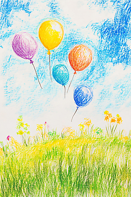 JPG 편집이미지 교육 꽃 상상 하늘 날리기 색연필 미술 초원 사람없음 낙서 작품 풍선 창의력 편집실사 AI포토 AI콘텐츠 식물 모션 문화예술 학용품 CG 파일형식