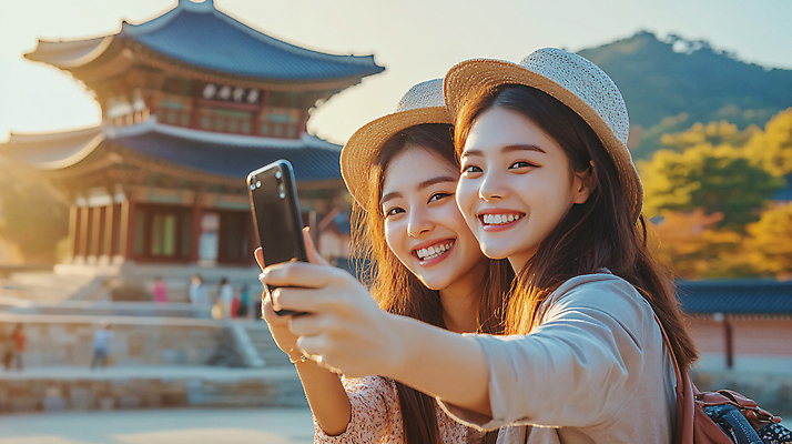 JPG 편집이미지 응시 여자 행복 여행 한국 미소 성인 두명 스마트폰 우정 궁전 가을 셀프카메라 밀짚모자 의료성형뷰티 성인여자만 편집실사 AI인물포토 AI콘텐츠 모자_잡화 시선 계절 감정 아시아 고건축 표정 사람 친구 핸드폰 스마트기기 사진촬영 CG 여자만 성인만 파일형식 AI포토