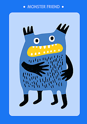 한마리 일러스트 상상 사람없음 파란색 친구 낙서 몬스터 일러캐릭터 AI파일 캐릭터 1 컬러 관계 파일형식 벡터