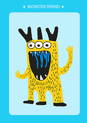 한마리 일러스트 상상 사람없음 파란색 친구 놀람 낙서 몬스터 일러캐릭터 AI파일 캐릭터 1 감정 컬러 관계 표정 파일형식 벡터