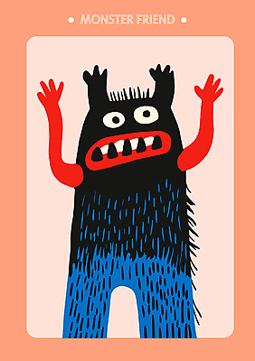 한마리 일러스트 상상 사람없음 친구 놀람 낙서 다홍색 몬스터 일러캐릭터 AI파일 캐릭터 1 감정 컬러 관계 표정 파일형식 벡터