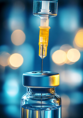 JPG 편집이미지 의학 미래 주사기 사람없음 치료 파란색 약병 보케 물약 백신 편집실사 AI포토 AI콘텐츠 컬러 컨셉 의료기기 약 CG 병_담는 파일형식