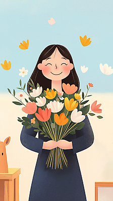 JPG 여자 교육 행복 꽃다발 일러스트 안기 한명 미소 들기 성인 노란색 교사 봄 기쁨 감사 성인여자한명만 국내일러스트 AI일러스트 AI콘텐츠 직업 1 계절 꽃 감정 컬러 모션 표정 사람 여자한명만 성인여자만 파일형식