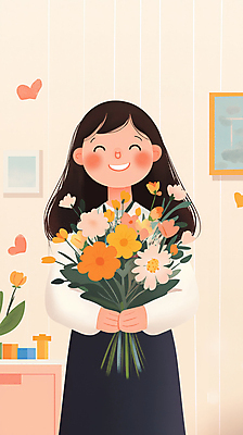 JPG 여자 교육 행복 꽃다발 일러스트 안기 한명 미소 들기 성인 노란색 교사 봄 기쁨 감사 성인여자한명만 국내일러스트 AI일러스트 AI콘텐츠 직업 1 계절 꽃 감정 컬러 모션 표정 사람 여자한명만 성인여자만 파일형식