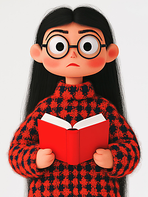 JPG 편집이미지 응시 여자 안경 한명 들기 성인 책 빨간색 독서 스웨터 읽기 성인여자한명만 편집실사 AI컴퓨터그래픽 AI콘텐츠 1 시선 잡화 컬러 상의 모션 사람 CG 여자한명만 성인여자만 파일형식