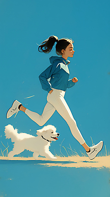 JPG 여자 일러스트 청소년 건강 한명 미소 웃음 취미 파란색 달리기 조깅 자유 강아지 러닝 십대여자한명만 국내일러스트 AI일러스트 AI콘텐츠 1 컬러 컨셉 모션 표정 사람 반려동물 운동 개 여자한명만 십대여자만 파일형식