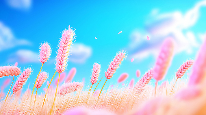 JPG 구름 편집이미지 분홍색 자연 하늘 논 풍경 사람없음 평화 추수 벼 가을 밀밭 편집3D AI컴퓨터그래픽 AI콘텐츠 자연요소 계절 컬러 컨셉 밭 농업 곡류 3D 밀 생태계 파일형식