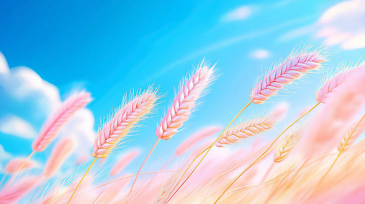 JPG 편집이미지 분홍색 자연 하늘 논 풍경 사람없음 평화 추수 벼 가을 밀밭 편집3D AI컴퓨터그래픽 AI콘텐츠 계절 컬러 컨셉 밭 농업 곡류 3D 밀 생태계 파일형식