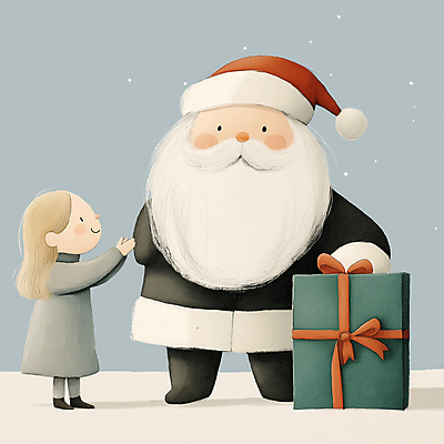 JPG 전신 여자 남자 행복 어린이 크리스마스 겨울 일러스트 소녀 성인 두명 빨간색 선물상자 산타클로스 연말 국내일러스트 AI일러스트 AI콘텐츠 계절 기념일 감정 컬러 선물 사람 상자 파일형식