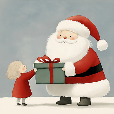 JPG 전신 여자 남자 행복 어린이 크리스마스 겨울 일러스트 소녀 성인 두명 빨간색 선물상자 산타클로스 연말 국내일러스트 AI일러스트 AI콘텐츠 계절 기념일 감정 컬러 선물 사람 상자 파일형식