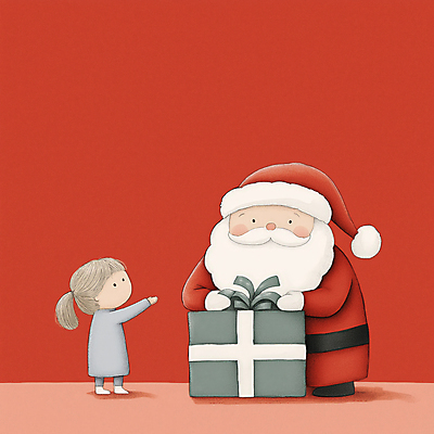 JPG 전신 여자 남자 행복 어린이 크리스마스 겨울 일러스트 소녀 성인 두명 빨간색 선물상자 산타클로스 연말 국내일러스트 AI일러스트 AI콘텐츠 계절 기념일 감정 컬러 선물 사람 상자 파일형식