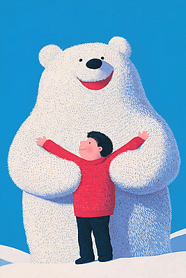 JPG 남자 겨울 일러스트 포옹 청소년 자연 따뜻함 사랑 한명 친구 흰색 북극곰 교감 십대남자한명만 국내일러스트 AI일러스트 AI콘텐츠 1 계절 감정 컬러 곰 관계 안기 사람 생태계 남자한명만 십대남자만 파일형식