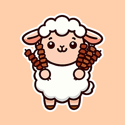 일러스트 웃음 들기 사람없음 귀여움 주황색 양 꼬치 꼬치구이 양고기 양꼬치 일러캐릭터 AI파일 캐릭터 음식 컬러 컨셉 포유류 모션 표정 육류 구이 파일형식 벡터