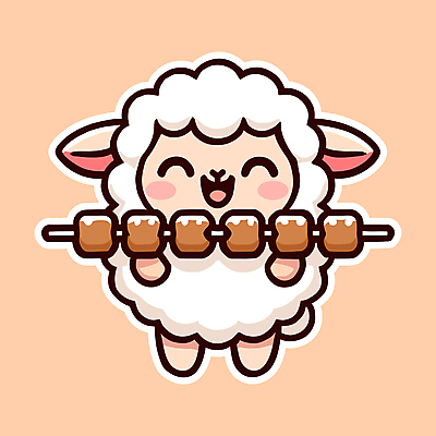 일러스트 웃음 들기 사람없음 귀여움 주황색 양 꼬치 꼬치구이 양고기 양꼬치 일러캐릭터 AI파일 캐릭터 음식 컬러 컨셉 포유류 모션 표정 육류 구이 파일형식 벡터