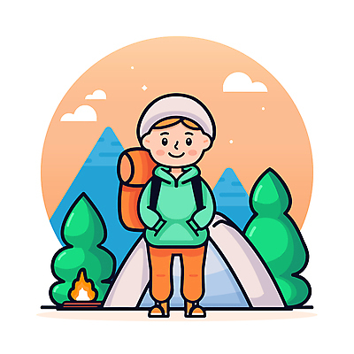 전신 나무 여자 겨울 일러스트 자연 산 아웃도어 텐트 한명 성인 야외 캠핑 탐험 숲 장작 모닥불 배낭여행 백팩 성인여자한명만 국내일러스트 AI파일 식물 1 계절 여행 가방 불 레저 캠핑도구 사람 생태계 여자한명만 성인여자만 파일형식 벡터