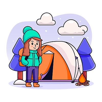 전신 나무 여자 겨울 일러스트 자연 산 아웃도어 텐트 한명 성인 야외 캠핑 탐험 숲 장작 모닥불 배낭여행 백팩 성인여자한명만 국내일러스트 AI파일 식물 1 계절 여행 가방 불 레저 캠핑도구 사람 생태계 여자한명만 성인여자만 파일형식 벡터