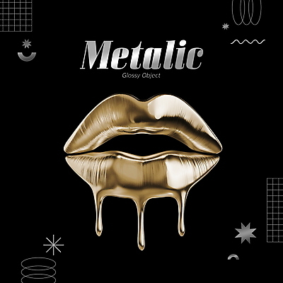 PSD 편집이미지 사람없음 금속 흐름 액체 황금 입술 오브젝트 질감 광택 엘리먼트 편집소스 편집3D 컨셉 재질 신체부위 3D 파일형식