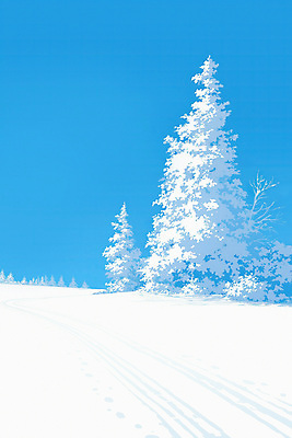 JPG 나무 겨울 일러스트 자연 하늘 풍경 사람없음 파란색 흰색 눈 차가움 국내일러스트 AI일러스트 AI콘텐츠 자연요소 식물 계절 컬러 날씨 생태계 파일형식