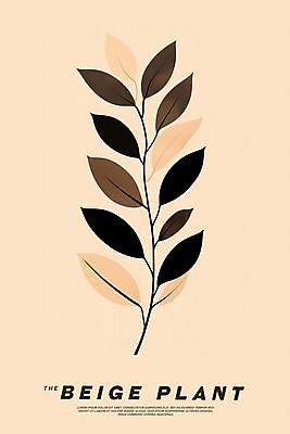 PSD 식물 포스터 잎 일러스트 사람없음 가을 모던 단순화된 베이지색 미니멀 국내일러스트 계절 컬러 파일형식