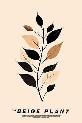 PSD 식물 포스터 잎 일러스트 사람없음 가을 모던 단순화된 베이지색 미니멀 국내일러스트 계절 컬러 파일형식